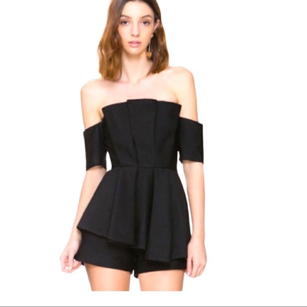 C/MEO Collective 'Need Nobody Romper' off shoulder peplum bnwt - Picture 8 of 12
